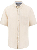 FYNCH HATTON Pure Linen Short-Sleeve Shirt - Men's – Sand