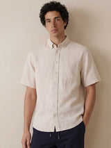 FYNCH HATTON Pure Linen Short-Sleeve Shirt - Men's – Sand