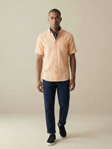 FYNCH HATTON Pure Linen Short-Sleeve Shirt - Men's – Tangerine