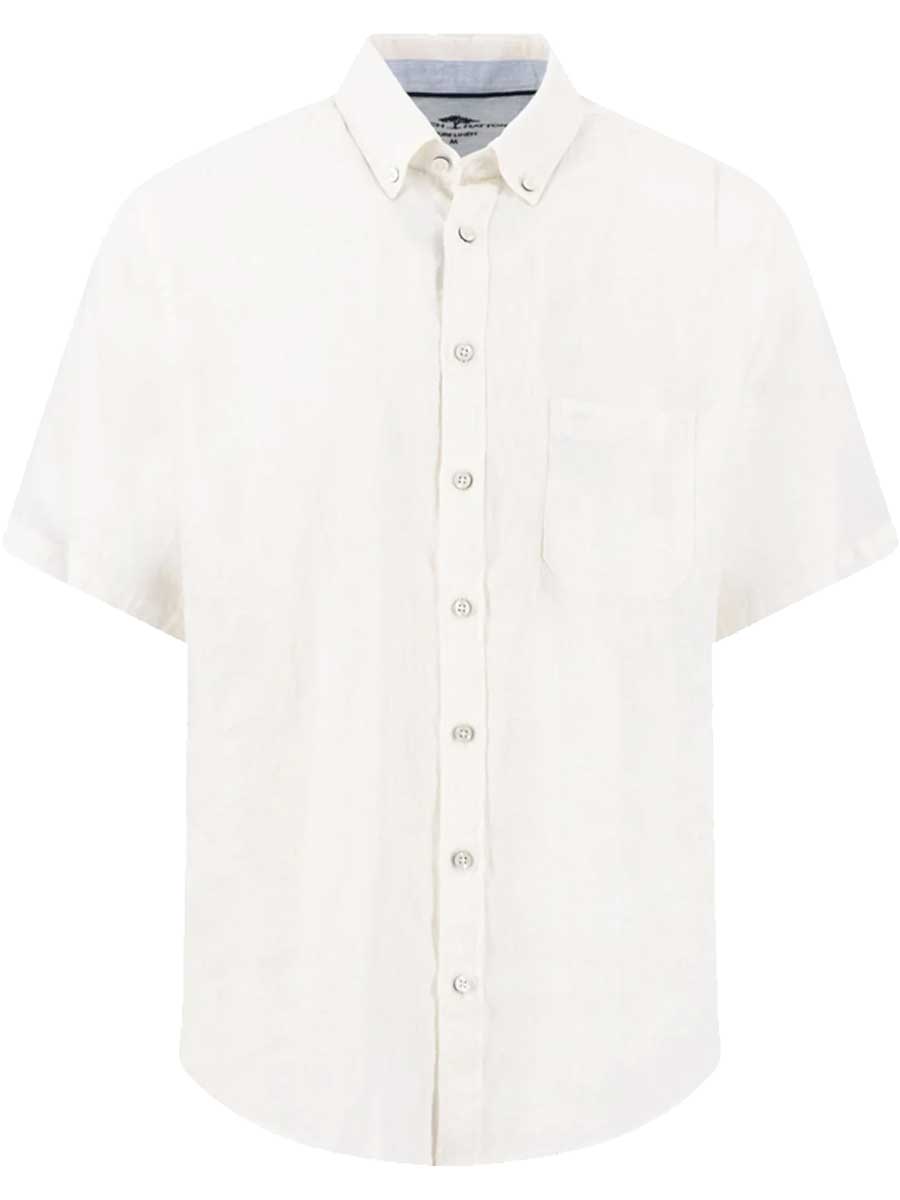 FYNCH HATTON Pure Linen Short-Sleeve Shirt - Men's – White