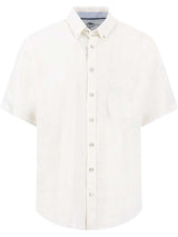 FYNCH HATTON Pure Linen Short-Sleeve Shirt - Men's – White