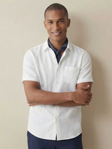 FYNCH HATTON Pure Linen Short-Sleeve Shirt - Men's – White