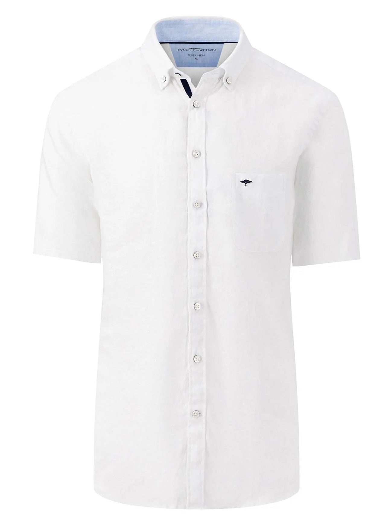 FYNCH HATTON Pure Linen Short-Sleeve Shirt - Men's – White
