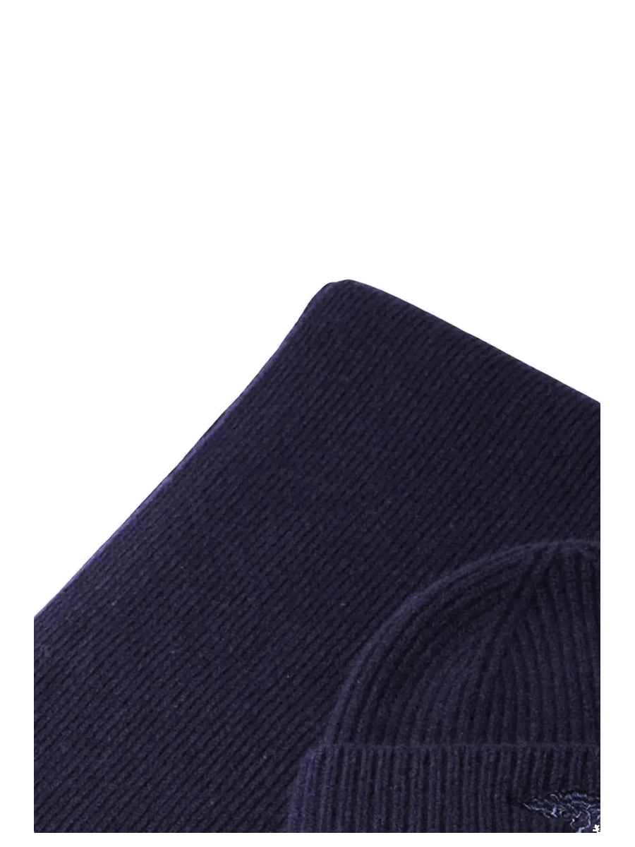 FYNCH HATTON Pure Wool Beanie & Scarf Gift Set - Men's – Navy - view 2