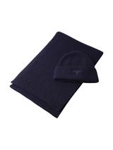 FYNCH HATTON Pure Wool Beanie & Scarf Gift Set - Men's – Navy