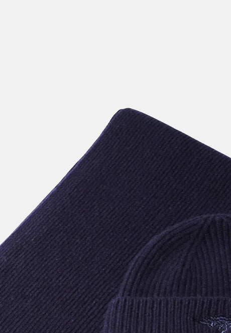 FYNCH HATTON Pure Wool Beanie & Scarf Gift Set - Men's – Navy - view 2