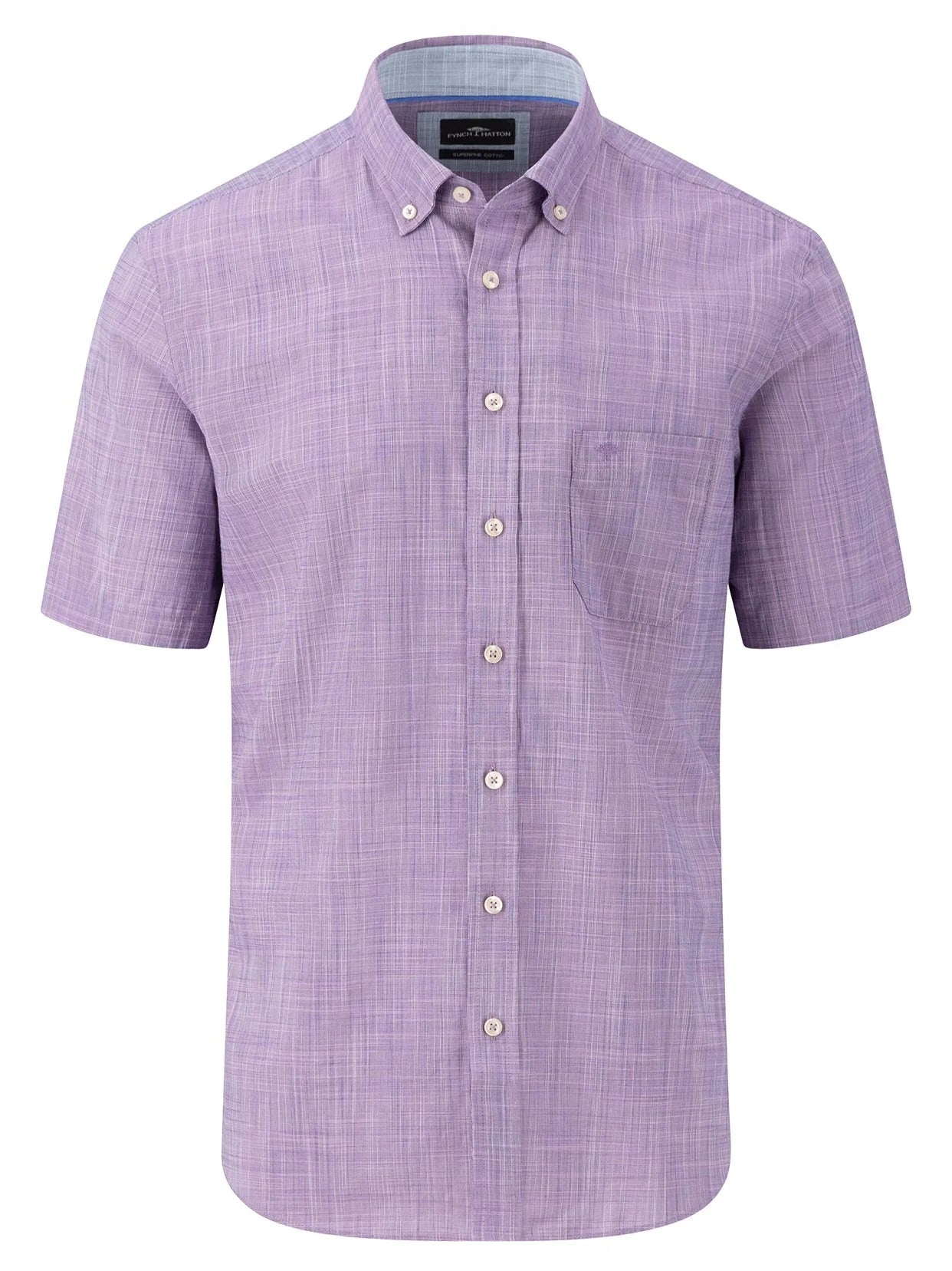 FYNCH HATTON Short-Sleeve Shirt - Men's Slub Cotton – Dusty Lavender