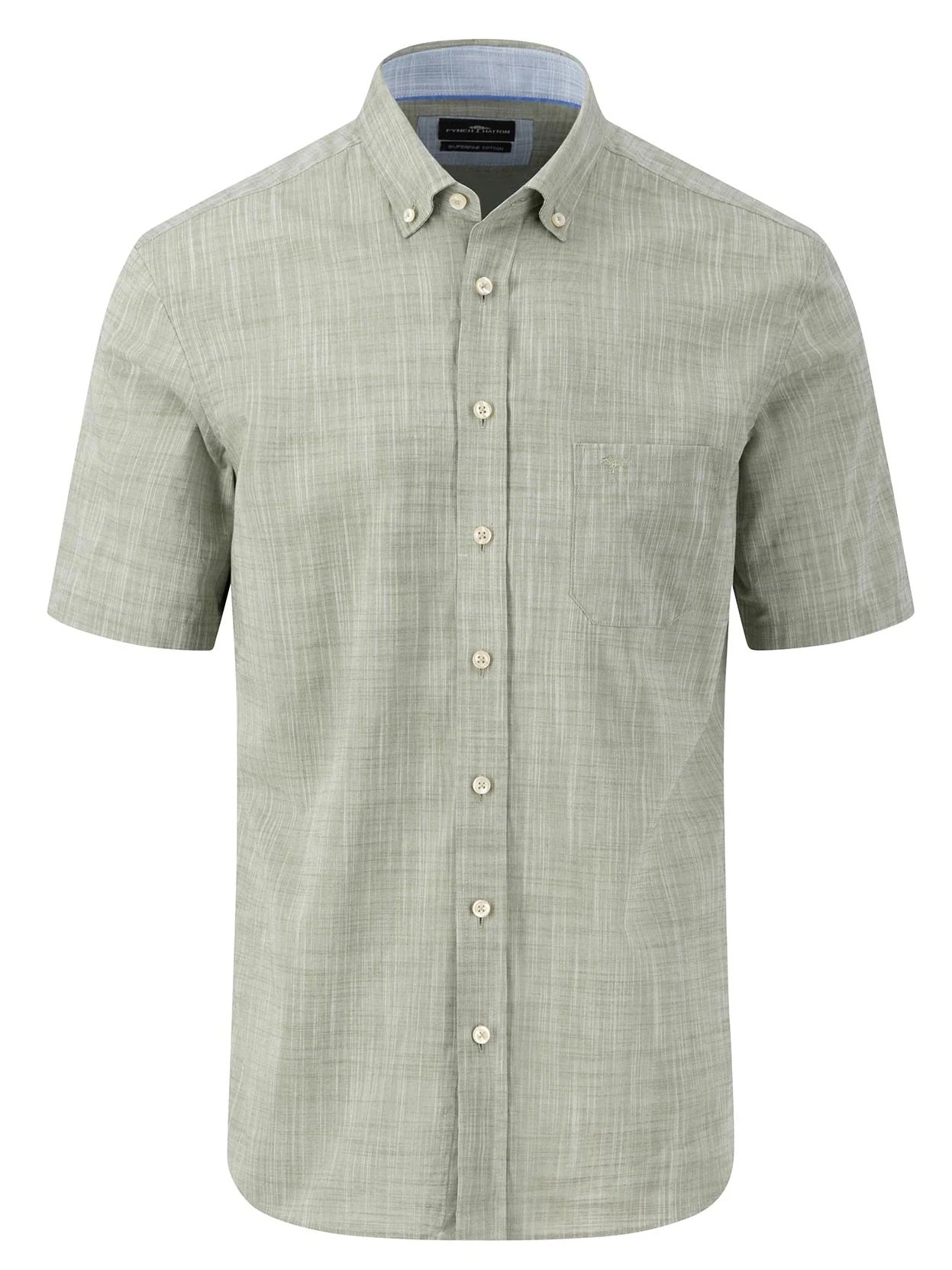 FYNCH HATTON Short-Sleeve Shirt - Men's Slub Cotton – Dusty Olive