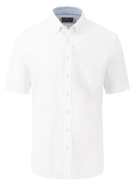 FYNCH HATTON Short-Sleeve Shirt - Men's Slub Cotton – White Fynch Hatton