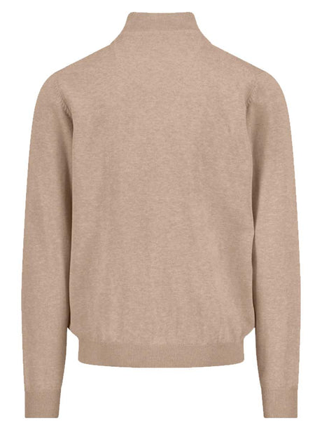 FYNCH-HATTON Soft Cotton 1/4 Zip Knit – Men’s – Taupe