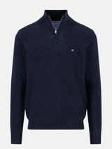 FYNCH-HATTON Soft Cotton 1/4 Zip Knit – Men’s – Navy