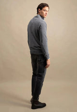 FYNCH-HATTON Soft Cotton 1/4 Zip Knit – Men’s – Steel