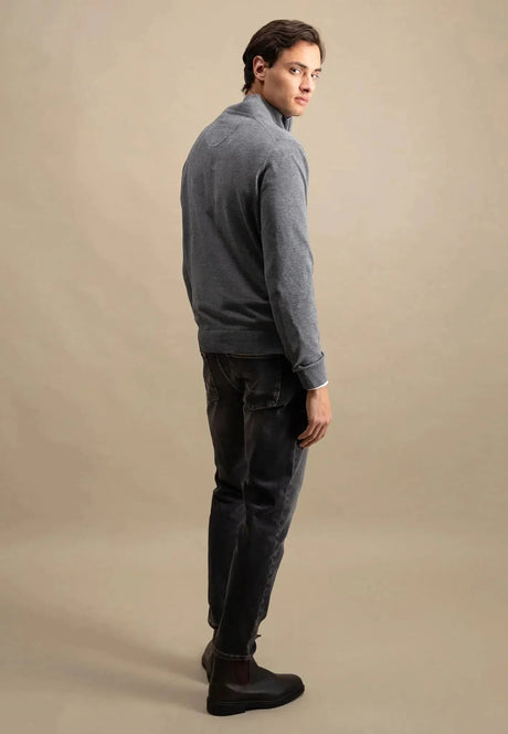 FYNCH-HATTON Soft Cotton 1/4 Zip Knit – Men’s – Steel