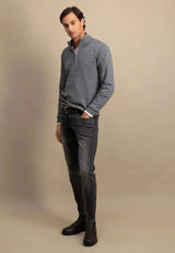 FYNCH-HATTON Soft Cotton 1/4 Zip Knit – Men’s – Steel