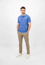 Load image into Gallery viewer, FYNCH HATTON Summer Print Polo Shirt - Men&#39;s Cotton – Crystal Blue
