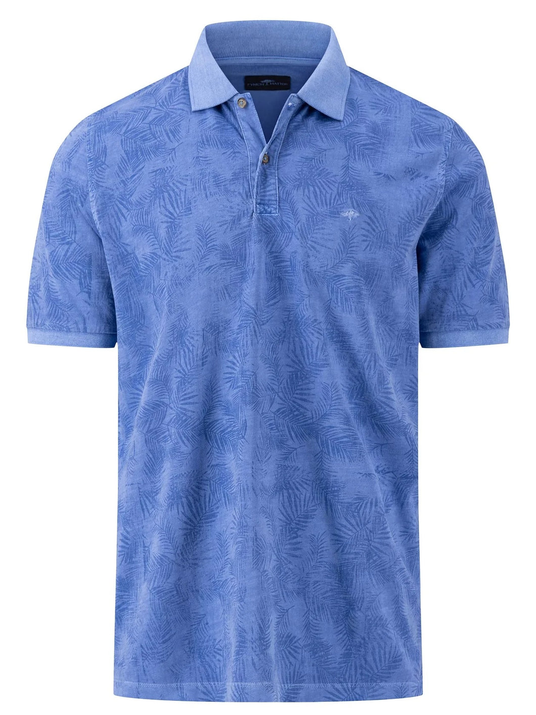 FYNCH HATTON Summer Print Polo Shirt - Men's Cotton – Crystal Blue