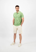 Load image into Gallery viewer, FYNCH HATTON Summer Print Polo Shirt - Men&#39;s Cotton – Soft Green
