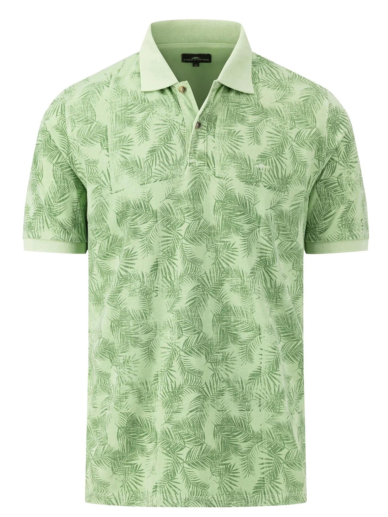 FYNCH HATTON Summer Print Polo Shirt - Men's Cotton – Soft Green