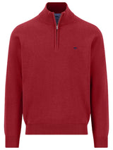 FYNCH-HATTON Superfine Cotton 1/4 Zip Knit – Men’s – Brick