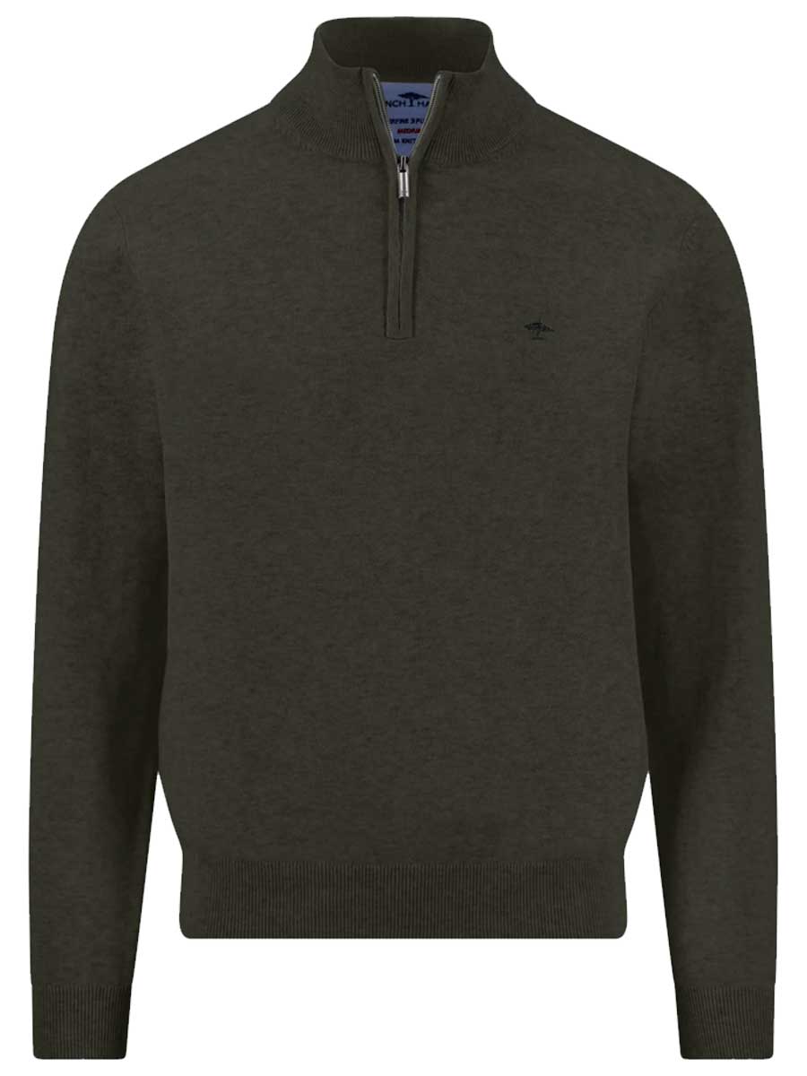 FYNCH-HATTON Superfine Cotton 1/4 Zip Knit – Men’s – Cypress