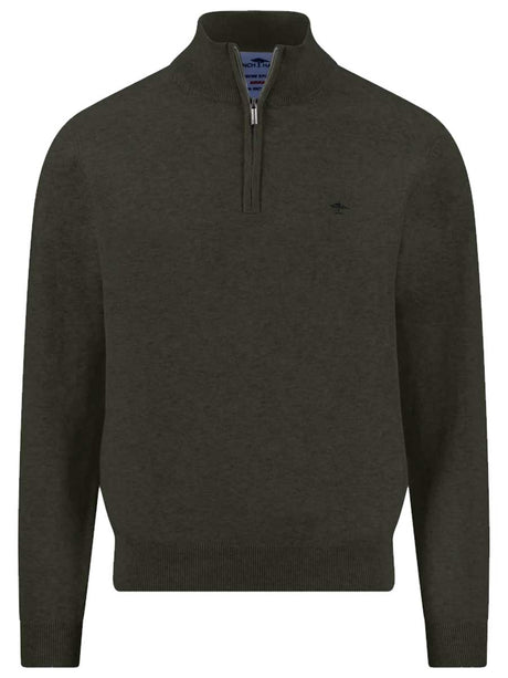 FYNCH-HATTON Superfine Cotton 1/4 Zip Knit – Men’s – Cypress