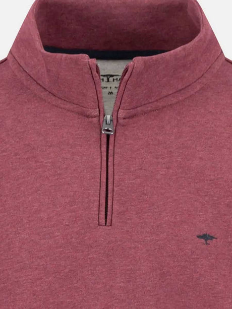FYNCH HATTON Troyer 1/4 Zip Cotton Sweatshirt – Men’s – Deep Merlot