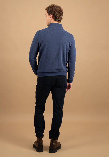 FYNCH HATTON Troyer 1/4 Zip Cotton Sweatshirt – Men’s – Midnight