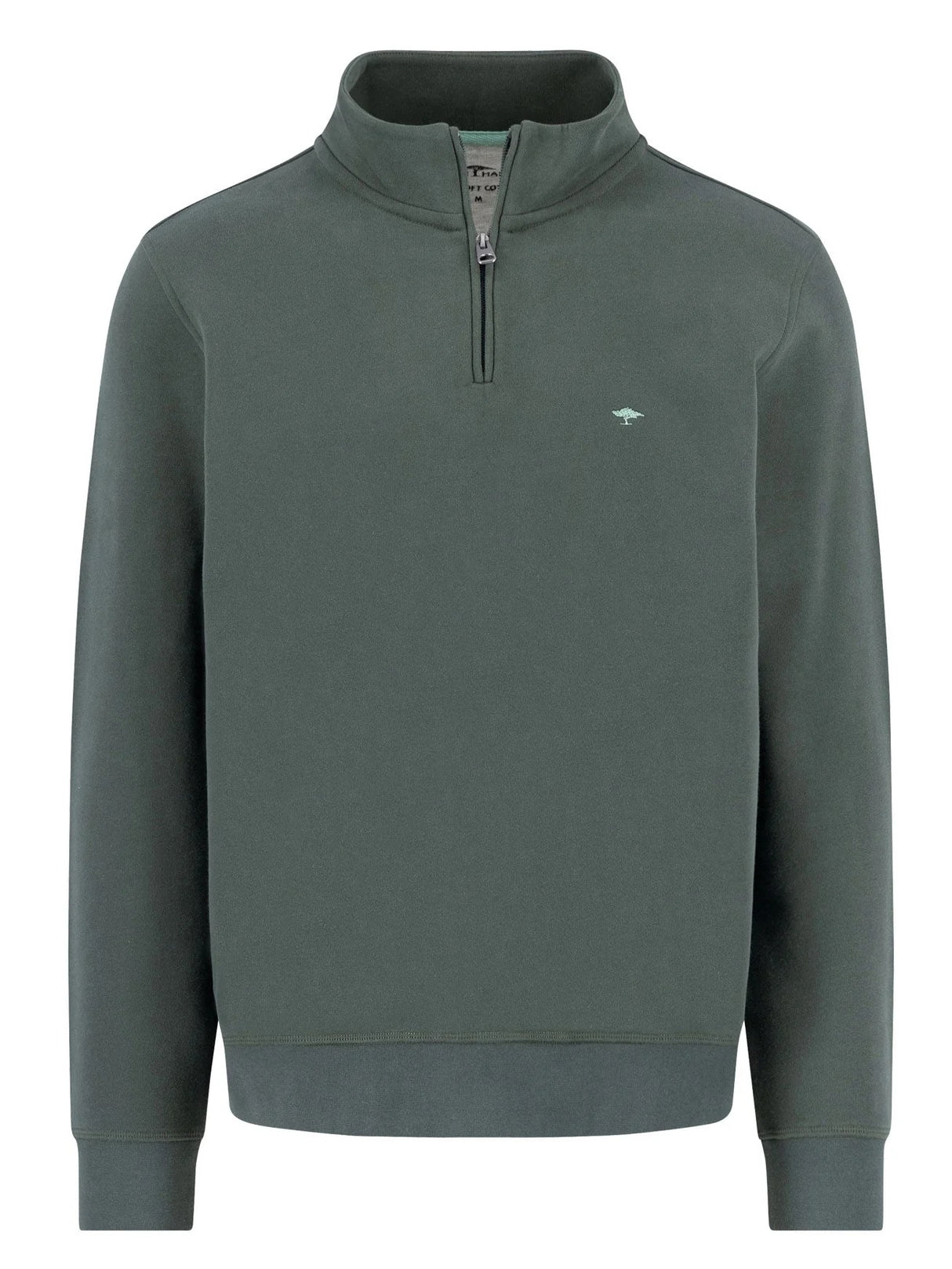 FYNCH HATTON Troyer 1/4 Zip Cotton Sweatshirt – Men’s – Dark Ivy