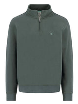 FYNCH HATTON Troyer 1/4 Zip Cotton Sweatshirt – Men’s – Dark Ivy