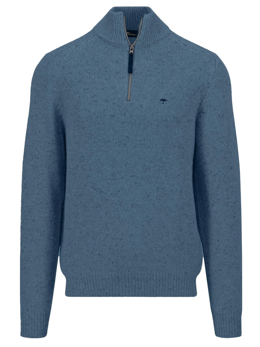 FYNCH HATTON Troyer 1/4 Zip Donegal Knit - Men's – Cloud Blue