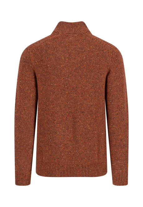 30% OFF - FYNCH HATTON Troyer 1/4 Zip Donegal Knit - Men's – Flame - Size: SMALL