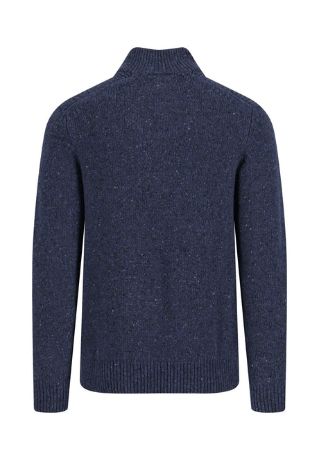 FYNCH HATTON Troyer 1/4 Zip Donegal Knit - Men's – Navy