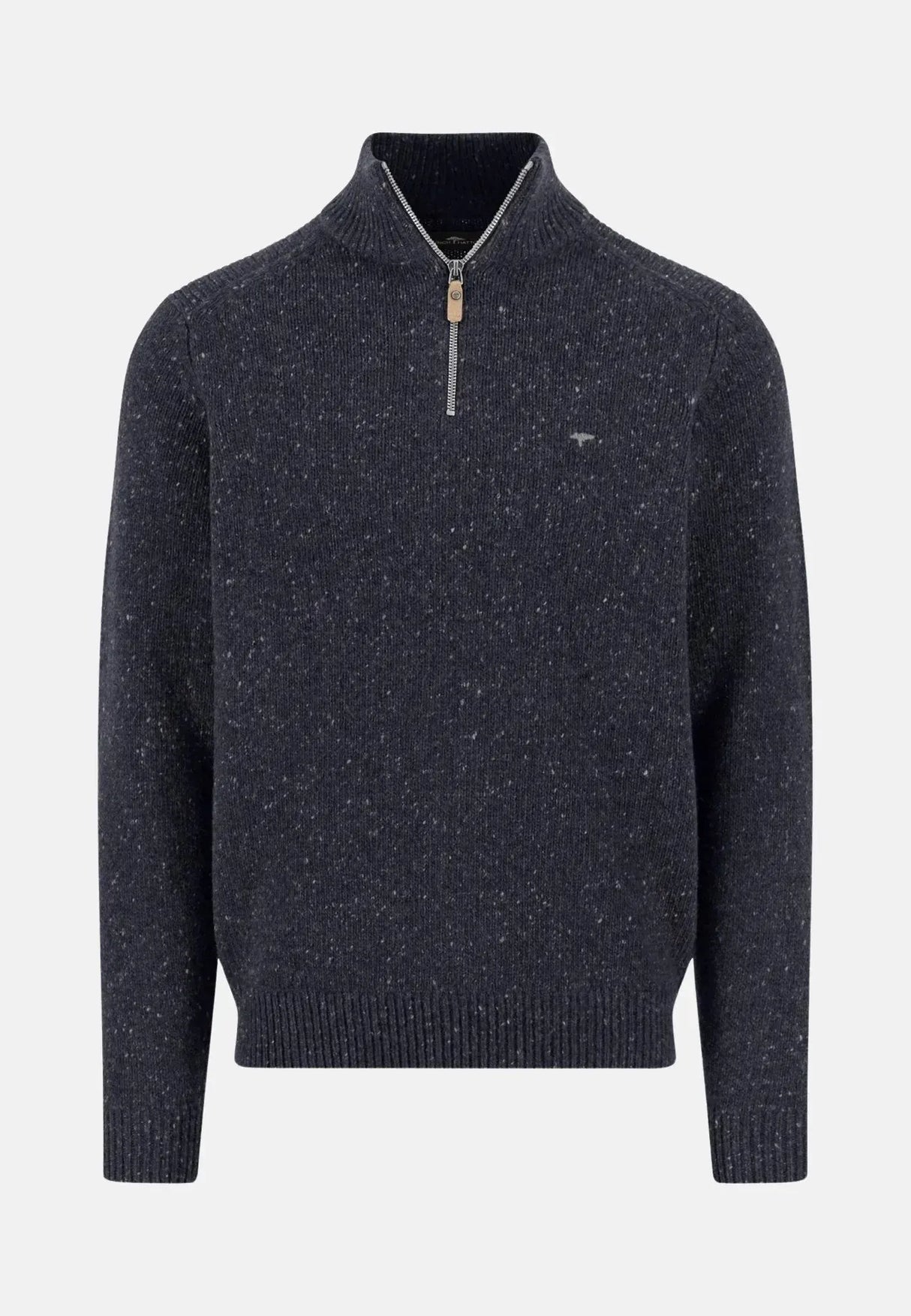 50% OFF - FYNCH HATTON Troyer 1/4 Zip Donegal Wool Mix Knit - Men's - Navy - Size: SMALL