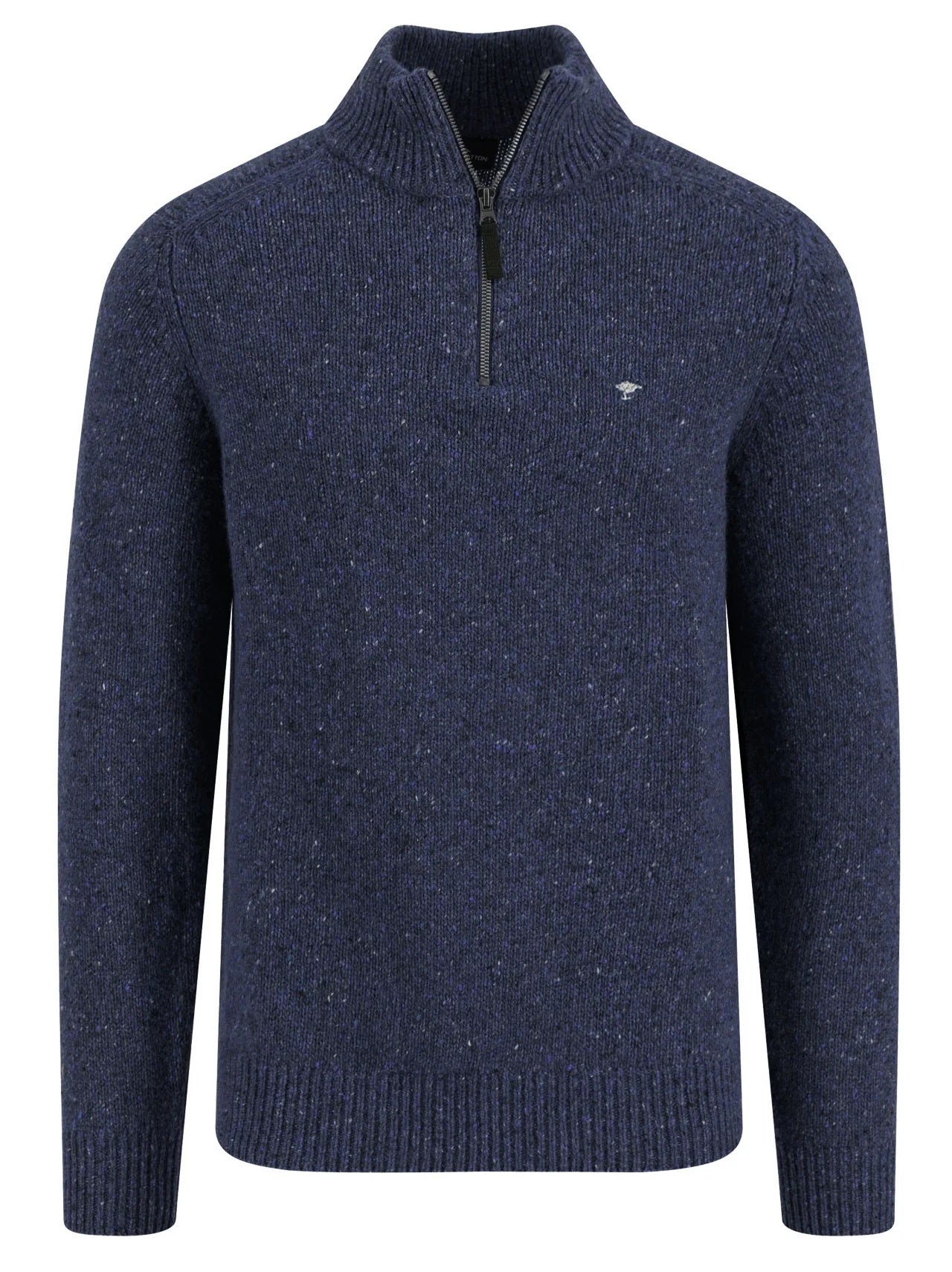 FYNCH HATTON Troyer 1/4 Zip Donegal Knit - Men's – Navy