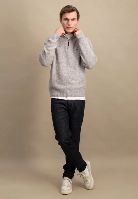 FYNCH HATTON Troyer 1/4 Zip Donegal Knit - Men's – Winter White