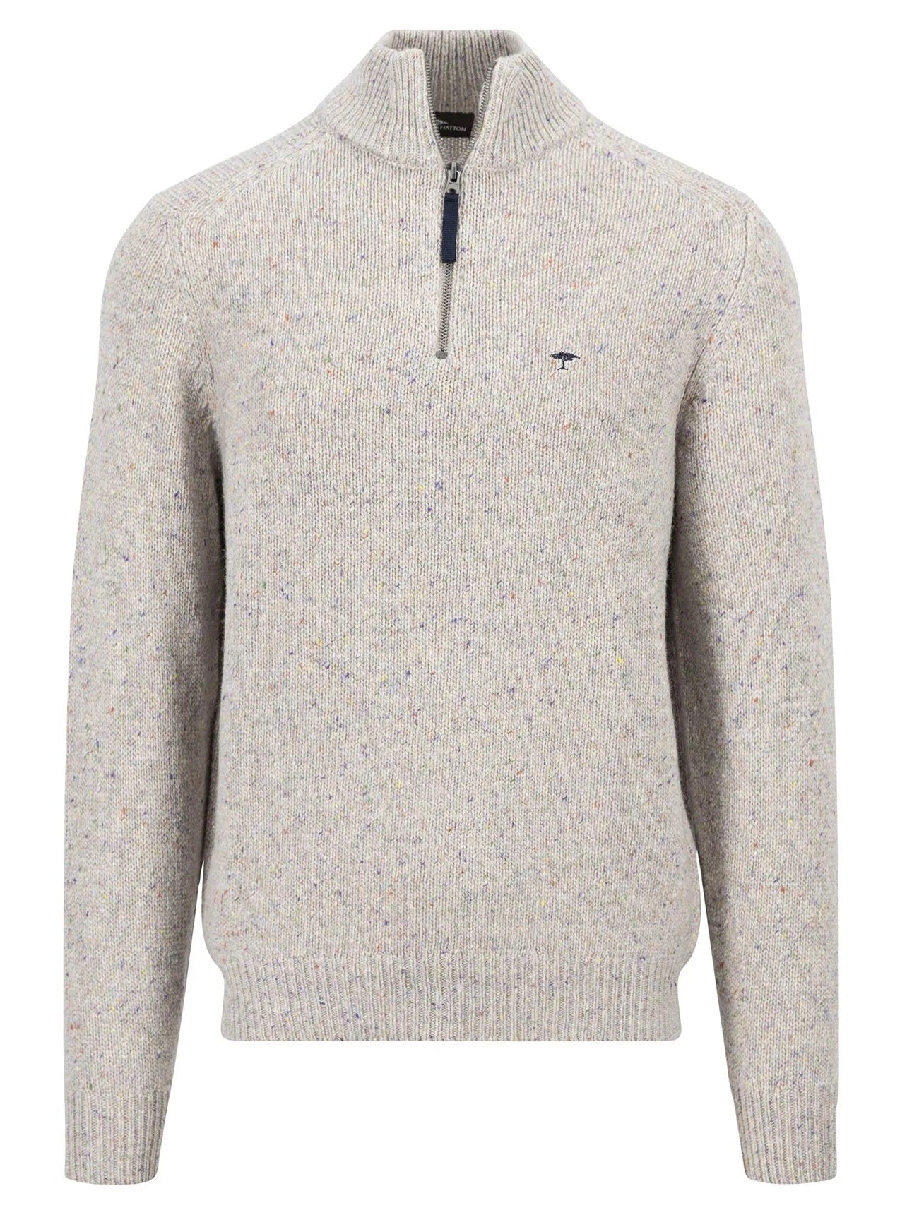 FYNCH HATTON Troyer 1/4 Zip Donegal Knit - Men's – Winter White