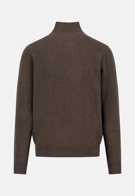 FYNCH HATTON Troyer 1/4 Zip Merino Cashmere Sweater - Men's – Dark Chocolate