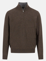 FYNCH HATTON Troyer 1/4 Zip Merino Cashmere Sweater - Men's – Dark Chocolate