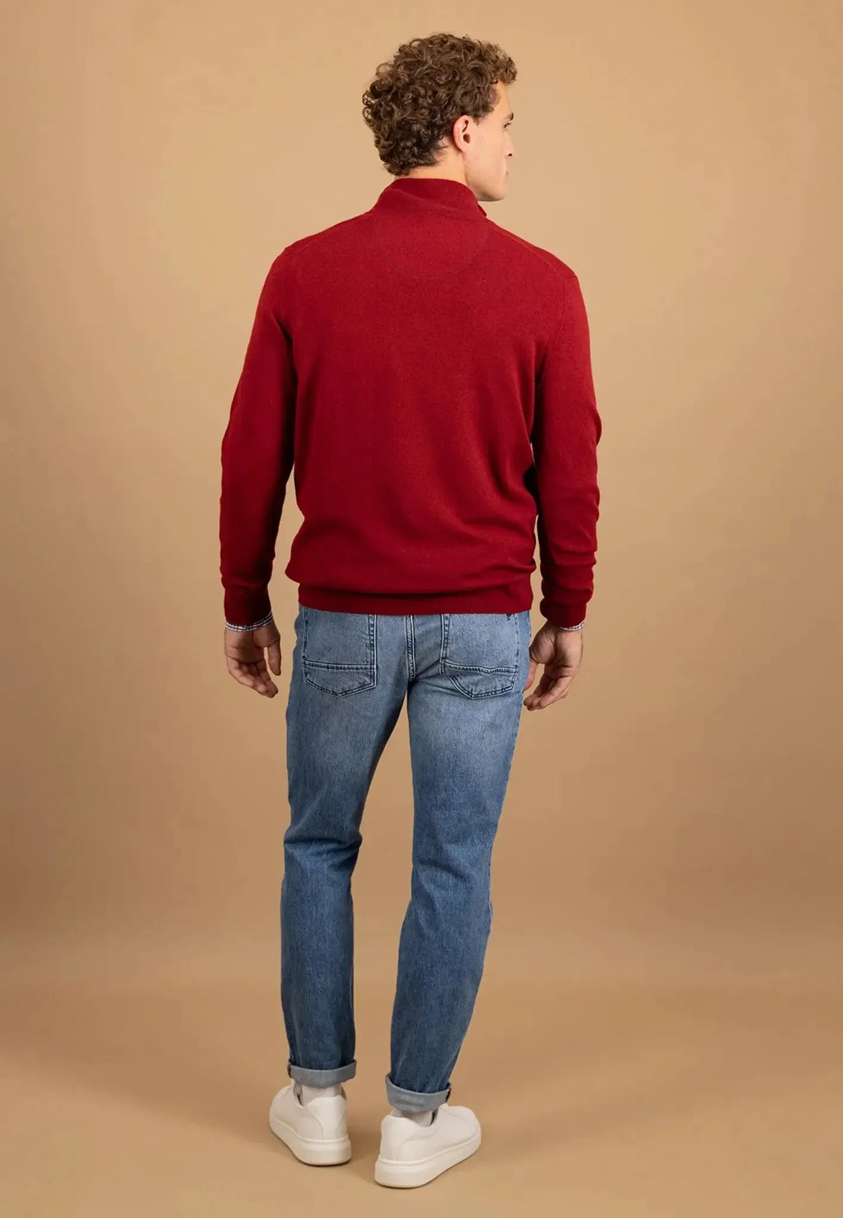 FYNCH HATTON Troyer 1/4 Zip Merino Cashmere Sweater - Men's – Garnet Red