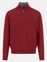 FYNCH HATTON Troyer 1/4 Zip Merino Cashmere Sweater - Men's – Garnet Red