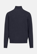 FYNCH HATTON Troyer 1/4 Zip Merino Cashmere Sweater - Men's – Navy