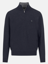 FYNCH HATTON Troyer 1/4 Zip Merino Cashmere Sweater - Men's – Navy