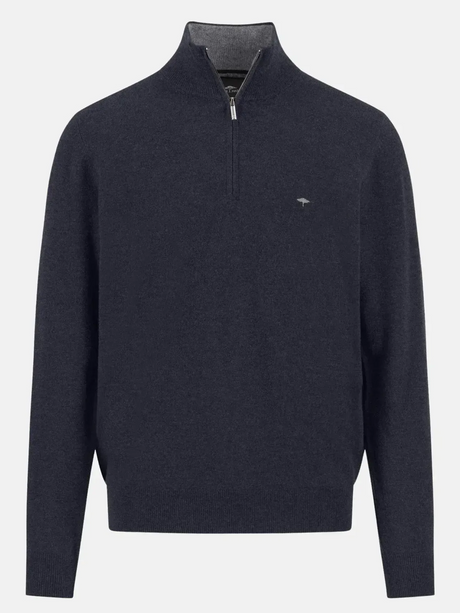 FYNCH HATTON Troyer 1/4 Zip Merino Cashmere Sweater - Men's – Navy