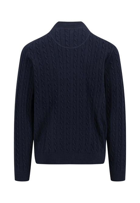 FYNCH HATTON Soft Cable Knit 1/4 Zip - Men's – Navy