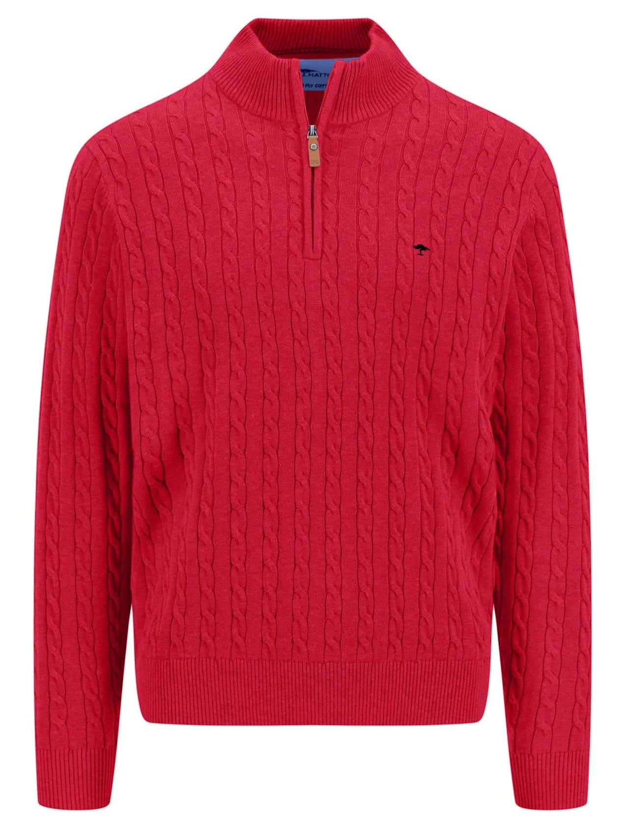 FYNCH HATTON Troyer 1/4 Zip Soft Cable Knit - Men's – Poppy Red