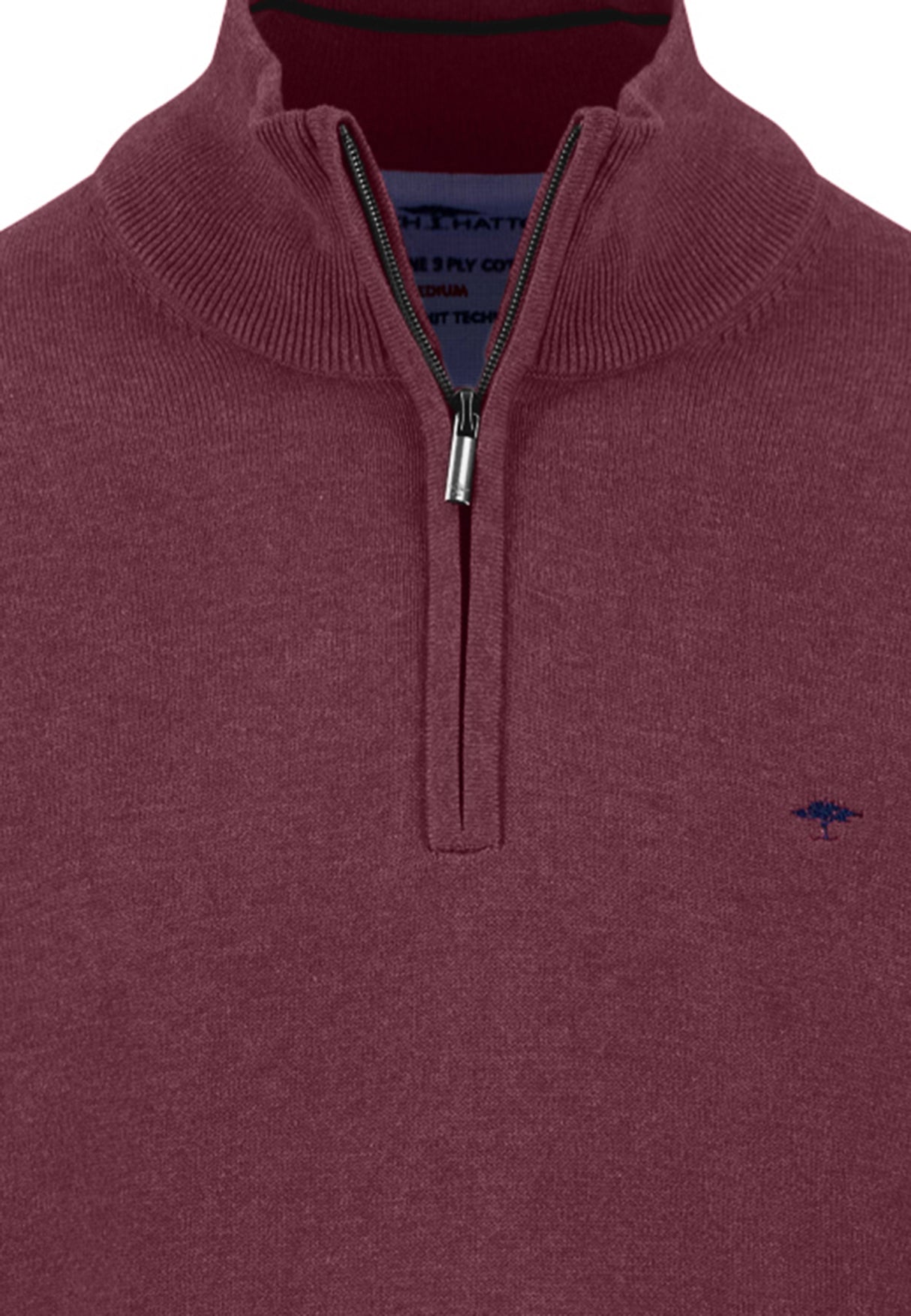 FYNCH HATTON Troyer 1/4 Zip Soft Cotton Knit - Men's – Deep Merlot