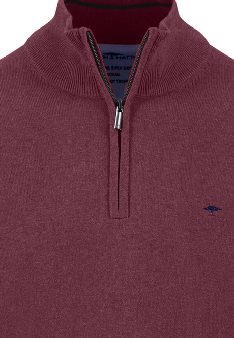 FYNCH HATTON Troyer 1/4 Zip Soft Cotton Knit - Men's – Deep Merlot