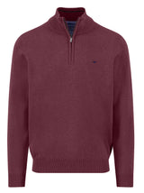 FYNCH HATTON Troyer 1/4 Zip Soft Cotton Knit - Men's – Deep Merlot