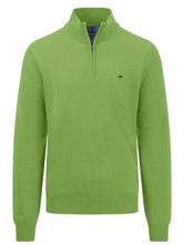 Load image into Gallery viewer, FYNCH HATTON Troyer 1/4 Zip Sweatshirt - Men&#39;s Soft Cotton – Leaf Green
