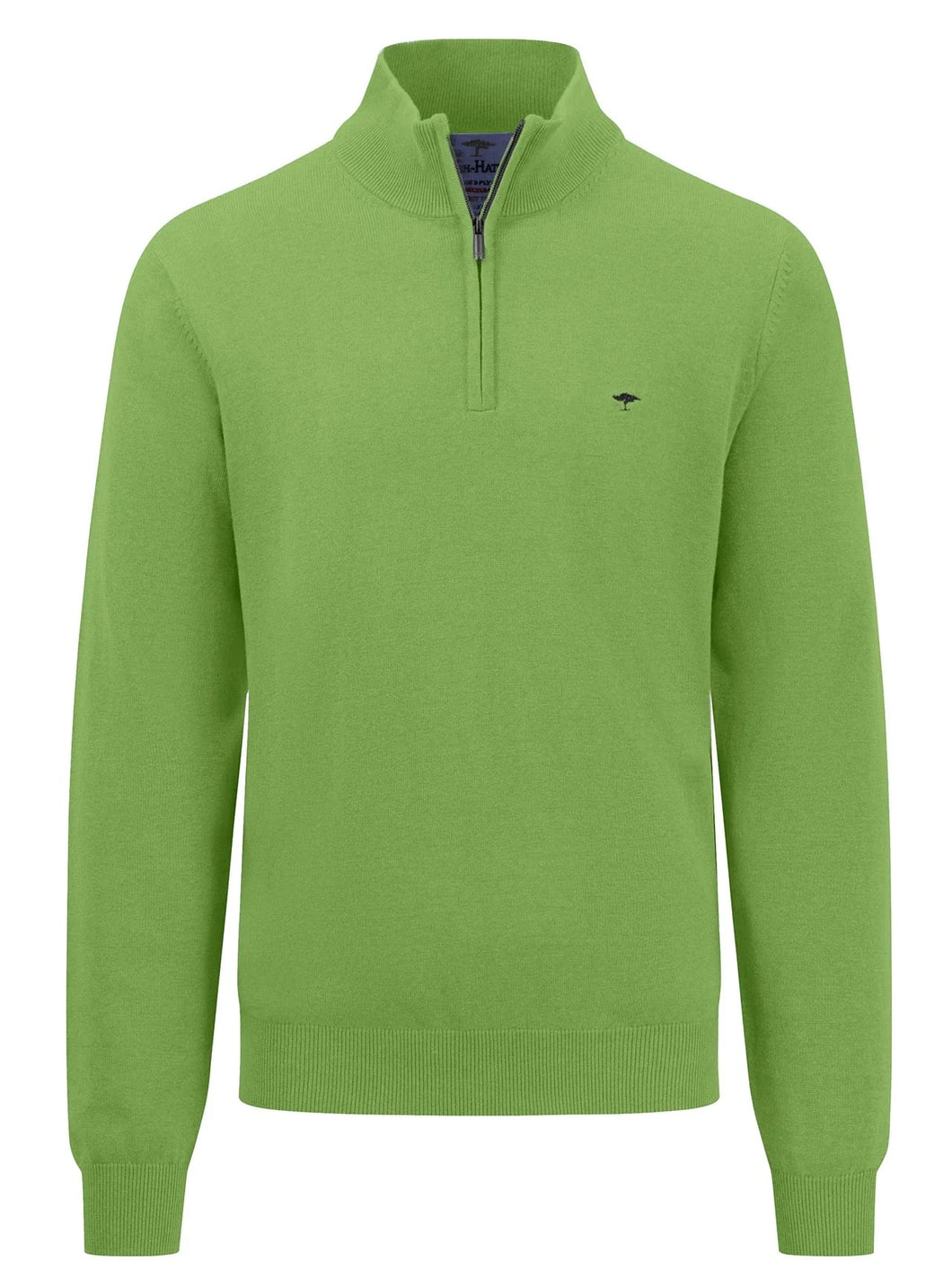 FYNCH HATTON Troyer 1/4 Zip Sweatshirt - Men's Soft Cotton – Leaf Green